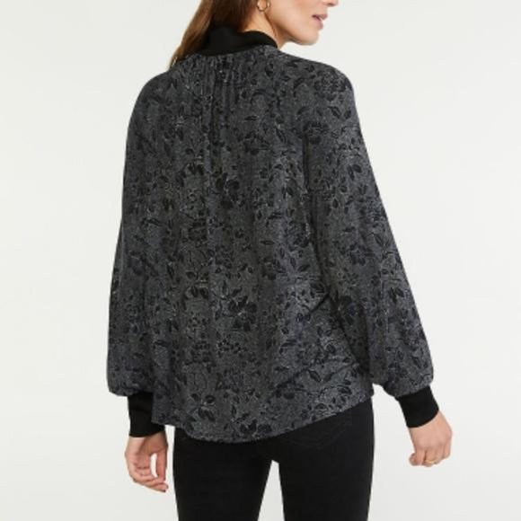 ANN TAYLOR FLORAL MOCK NECK TOP NEW - Picture 2 of 2